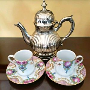 T.LIMOGES Demitasse Cups & Saucers Set of 2